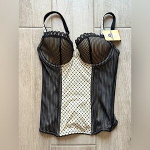 Black and Cream Striped Bustier
